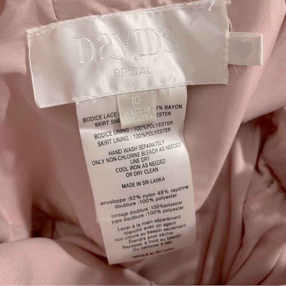 David’s Bridal Cameo Pink One Shoulder Lace Chiffon Gown Size 10 Formal Dress - Picture 3 of 9